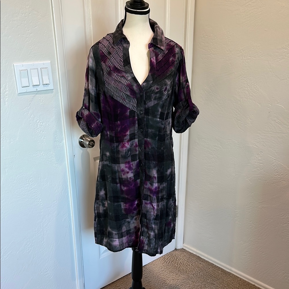 She's Cool Purple and Black Plaid Midi Dress